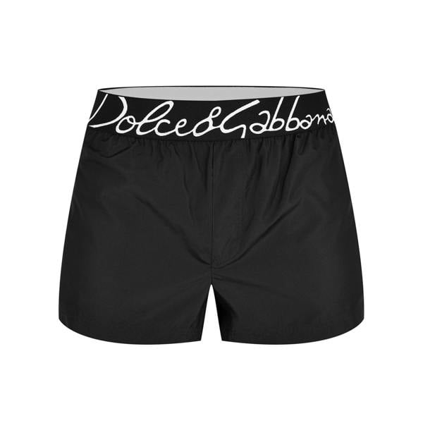 Dolce & Gabbana Script Logo Swim Shorts   in  Black