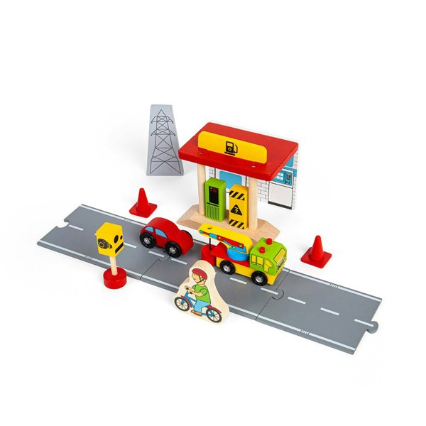 Bigjigs Rail Wooden Roadway Accessory Pack - 54 Pieces