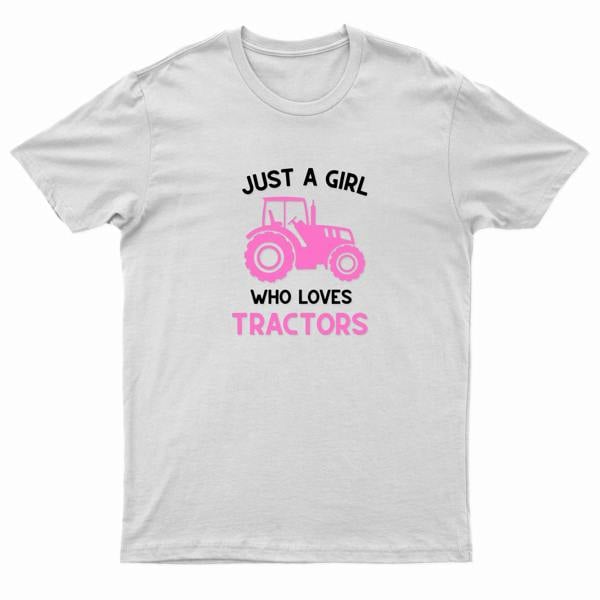 Kids "JUST A GIRL WHO LOVES TRACTORS" Printed T-Shirt
