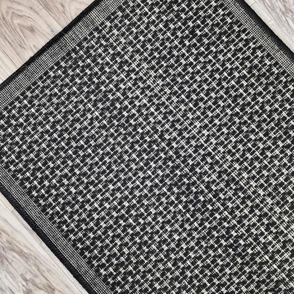 Viva Rugs Non-Slip Black Kitchen Rug Plain Solid Design Flat Weave Sisal Look Mat and Runner