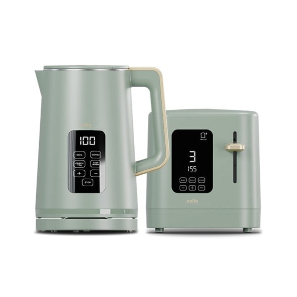 Cello Breakfast Bundle - Digital Kettle and 2 Slice Toaster