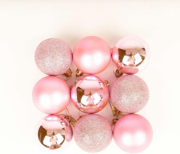 Shatchi Shatterproof Pale Pink Christmas Baubles – 10cm Pack Sizes for Trees and Seasonal Decorating