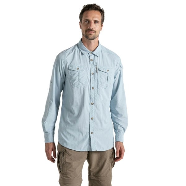 Craghoppers Mens Adventure III Nosilife Long-Sleeved Shirt - Niagara Blue