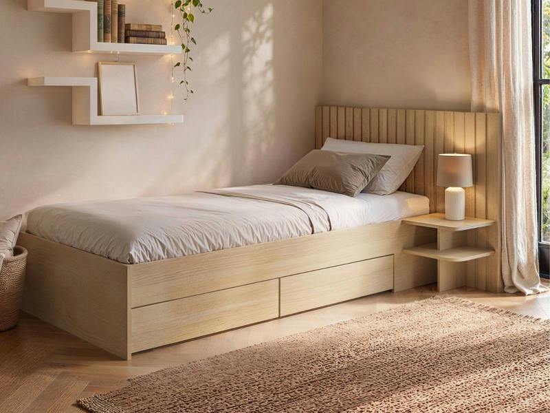 SOLACE+CO Taylor Single Bed with Side Table and Drawers