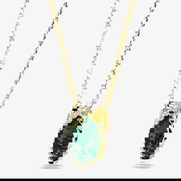 Swarovski Bella Gold Tone Plated Round Green Crystal Pendant Necklace 5735387