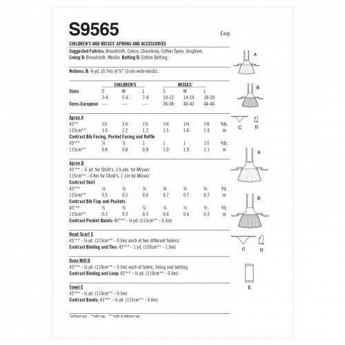 Simplicity Sewing Pattern 9565, Aprons, Accessories for Kids, Teenagers, Women, A (S - L / S - L) - Easy