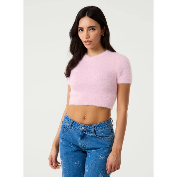 Pink Vanilla Short Sleeve Fluffy Knit Jumper