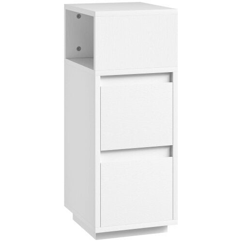 Wyld Haus Nineso Valu White Slim Bedside Table With 2 Drawers And Open Shelf