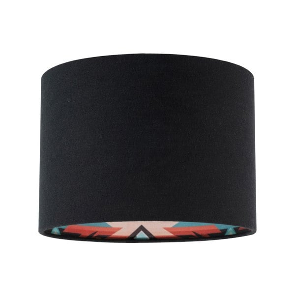 Modern Colourful Aztec Designed Lamp Shade with Black Linen Fabric Image 1