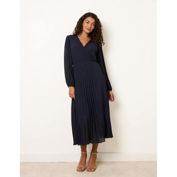 Blue Vanilla Chiffon Pleated Dress