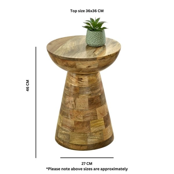 IH Design Valor Mango Wooden Round Side Table Mushroom Style