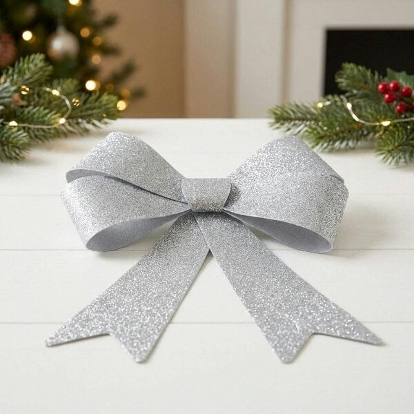 Garden Greatness Extra Large Silver Christmas Foil Bow