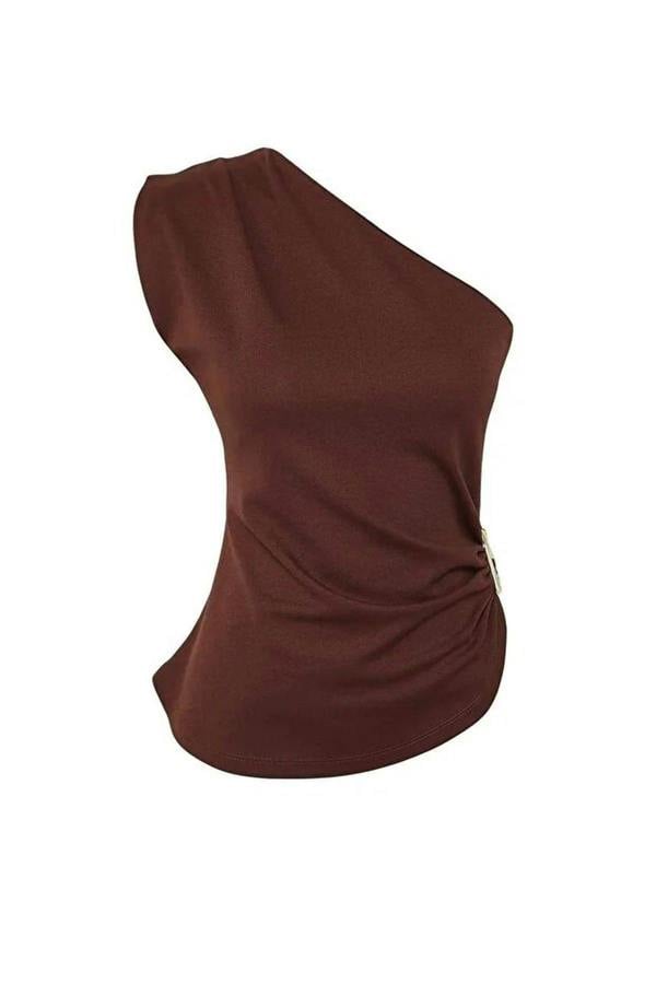 WOVCOR Plain Boat Neck Sleeveless Knitted Scuba Party Blouse