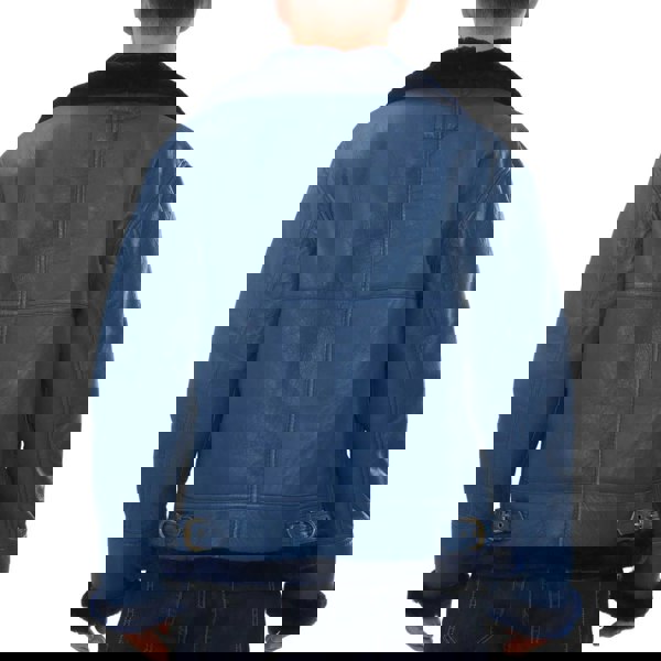 Leather Company Men's Blue Shearling Leather B3 Aviator Jacket