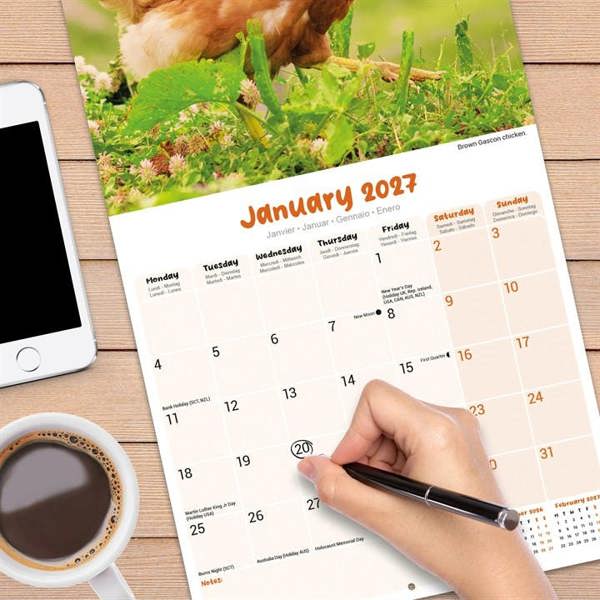 Chickens Calendar 2027, Wall Calendars, Month To View, Animals, Gift