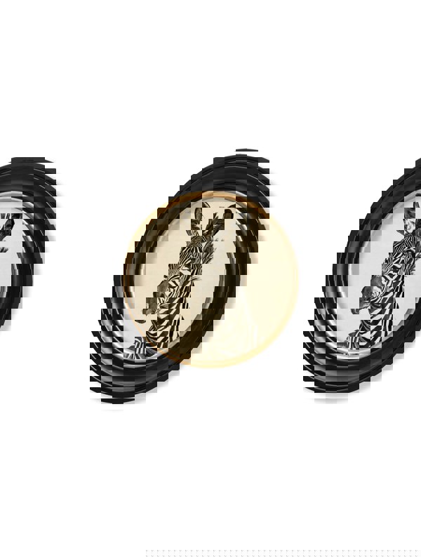 Exceptional Art c1890 Zebra Illustrations in Round Frame - Dark