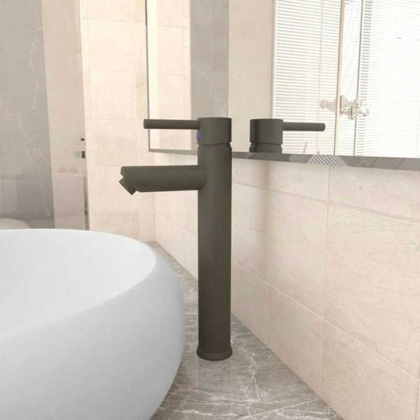 Berkfield Bathroom Mixer Tap Grey 12x30 cm