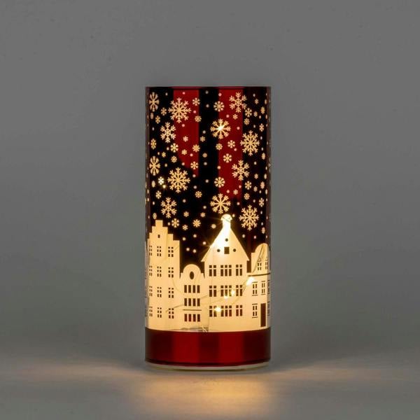 17cm Christmas LED Glass Vase Table Decoration with Warm White Lights and Festive Scene Design image 1