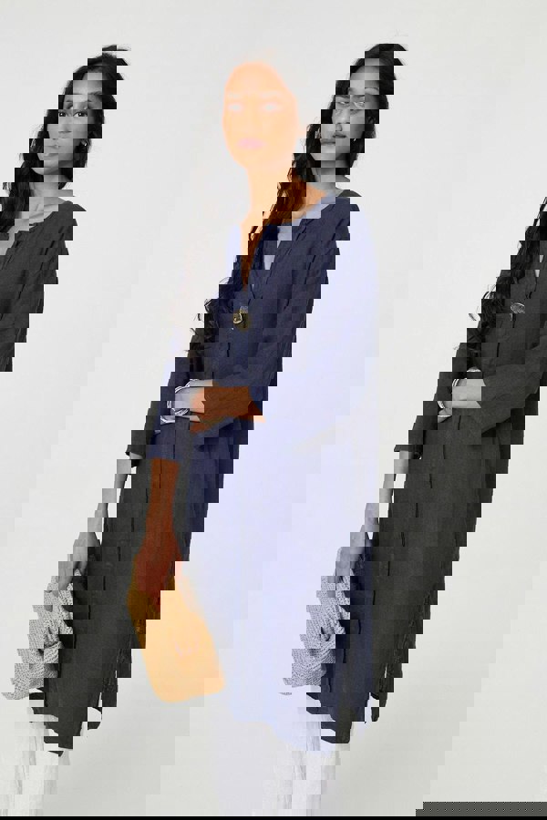 Navy | Longline 3/4 Sleeve Knee Length Tunic
