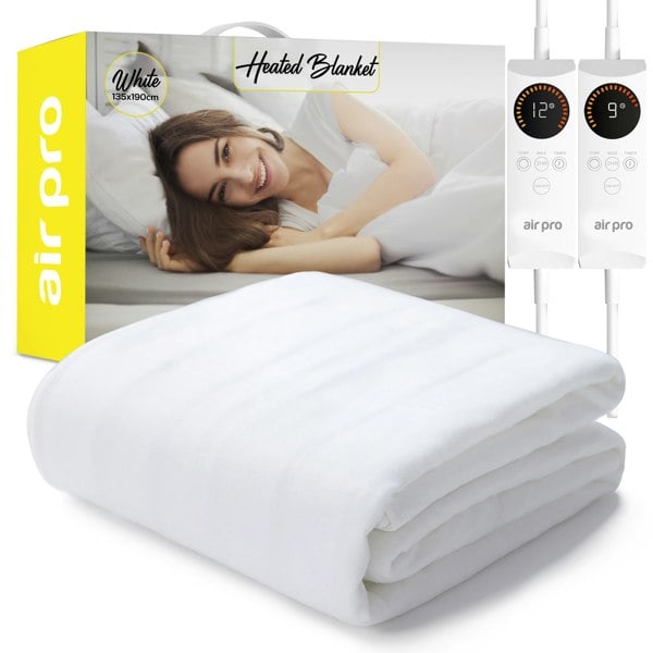 Air Pro Fleece Electric Under Blanket - Fitted Heated Mattress Cover with Controller - Double - 135x190cm