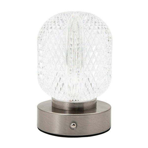 Modern Nickel Rechargeable Touch Dimmable Table Lamp with Glass Shade Image 1