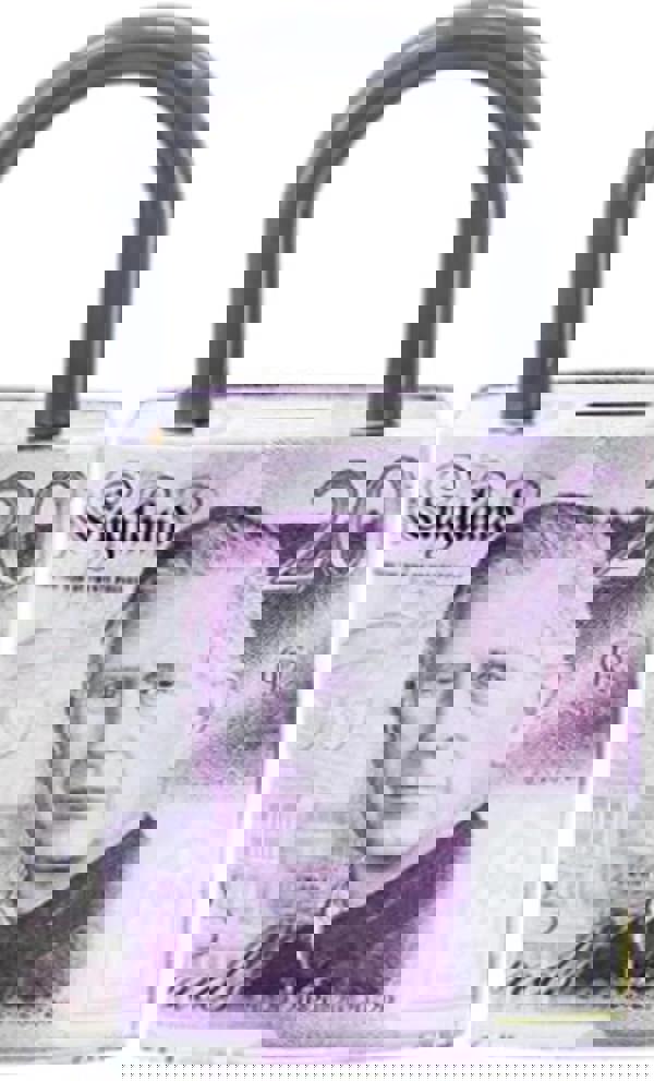 KAV Money Tin Box Padlock Shape 16x8x25cm, Metal Savings Bank with Handle, Coin Slot & Removable Lid, Pound Note Design, Multi-Colour, Assorted Pack 2