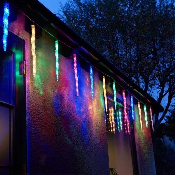Samuel Alexander Set of 10 Light up Christmas Smart Icicle Lights with 50 Cool White & Multi-Coloured LEDs