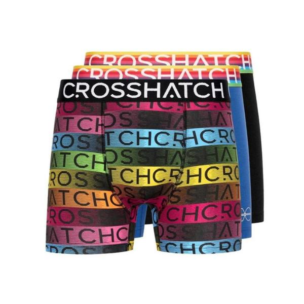 Crosshatch Mens Rainbow Mix Boxer Shorts (Pack of 3) - Blue - 