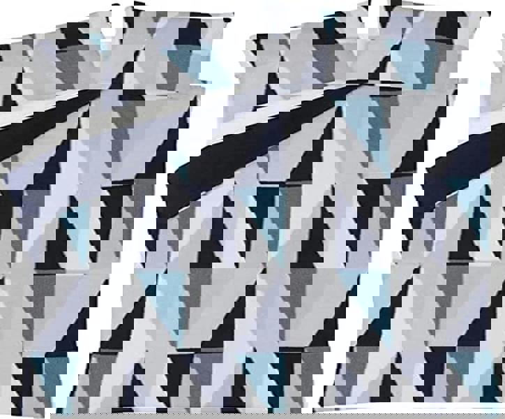 Smart Living Luxurious GEO Triangle Fleece Duvet Cover with Pillowcases - Navy