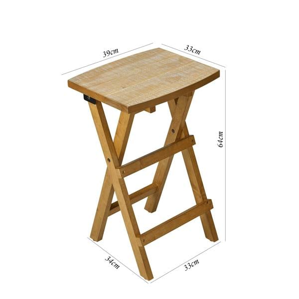 Statement Furniture Shire Oak Folding Stool, 64cm Tall Bar Stool