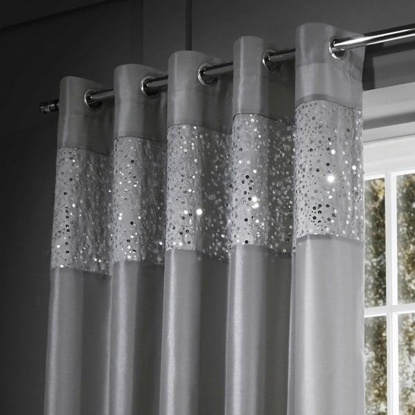 Catherine Lansfield Glitzy Sequin Lined Eyelet Curtains