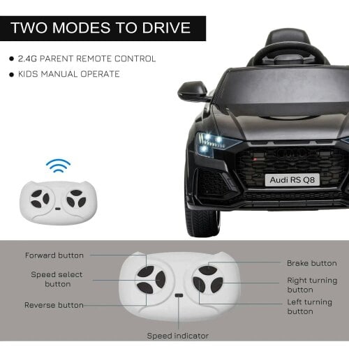 Licensed Audi RS Q8 Electric Ride On Car, with Remote Control, Black
