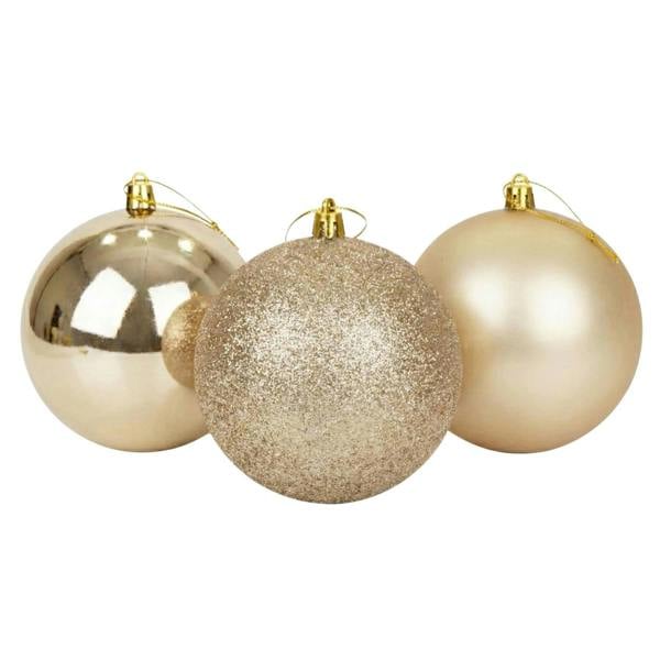 25cm Cream Glitter Christmas Bauble for Tree and Home Seasonal Decoration image 1