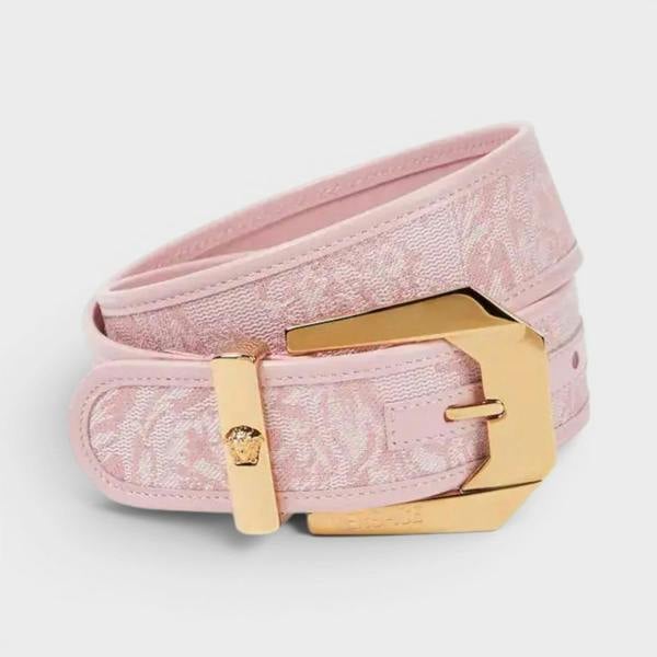 Versace Logo Jacquard Belt Pale Pink Gold