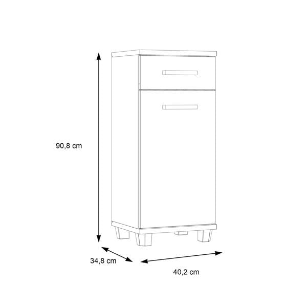 Furniture To Go Veris Bathroom Cupboard with 1 Door & 1 Drawer in Sonoma Oak and White Gloss