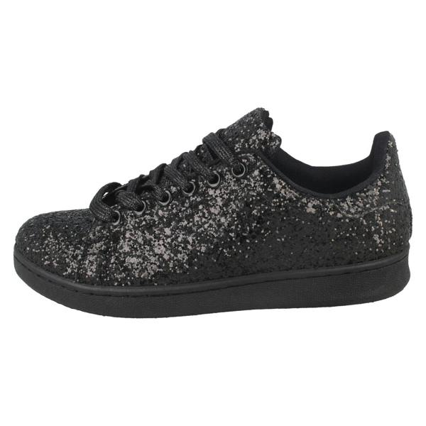 Spot On Ladies Spot On Glittery Lace Up Trainers