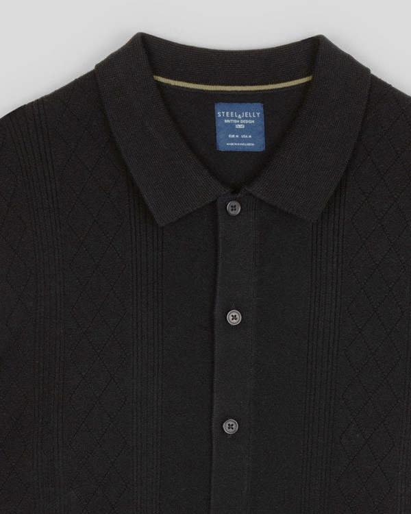 Steel & Jelly Bayswater - Embossed Stripe Knitted Short Sleeve Shirt