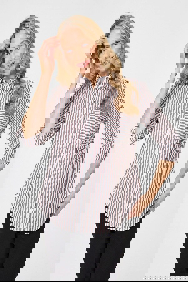 Brown | Striped Long Sleeve Shirt
