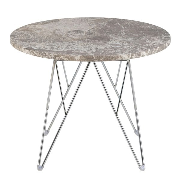Furniture To Go Prunus Round Side Table with Grey-Brown Marble Top