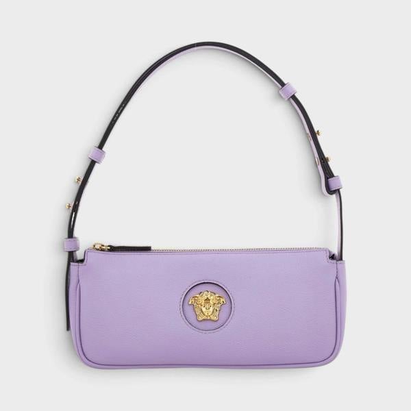 Versace La Medusa Leather Handbag Lilac Gold