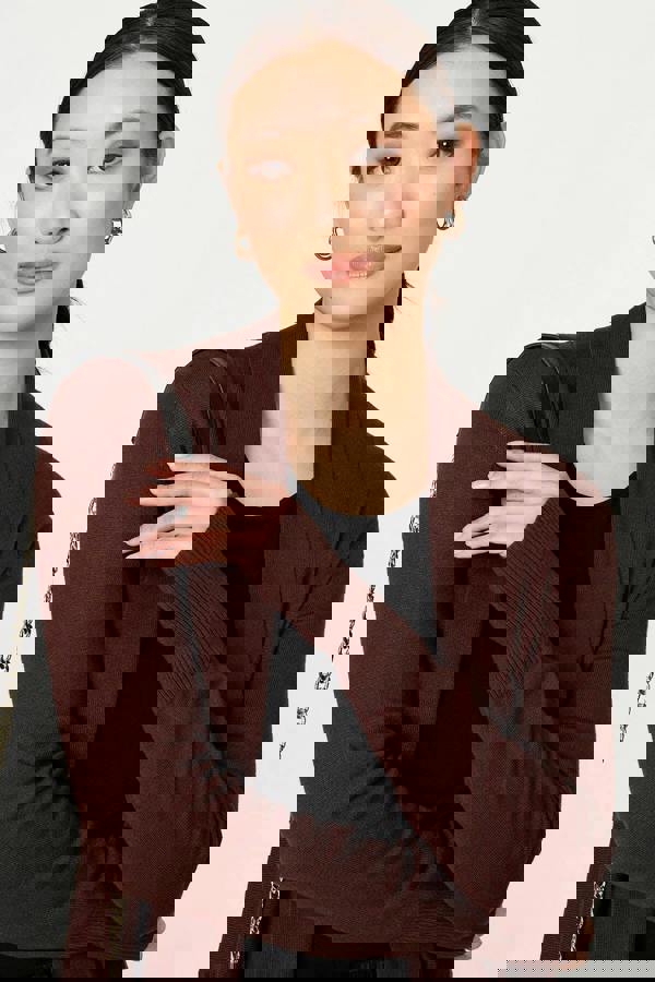 Brown | Open Front Longline Relaxed Cardigan