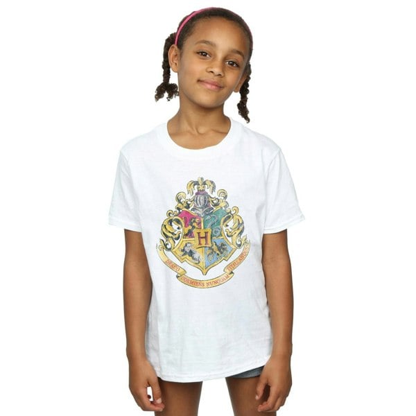 Harry Potter Girls Hogwarts Crest Cotton T-Shirt - White