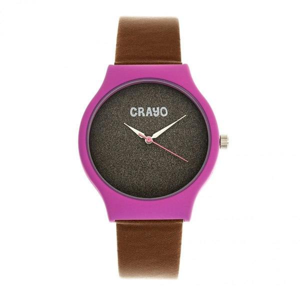 Crayo Glitter Unisex Watch - Hot Pink/Brown - CRACR4502