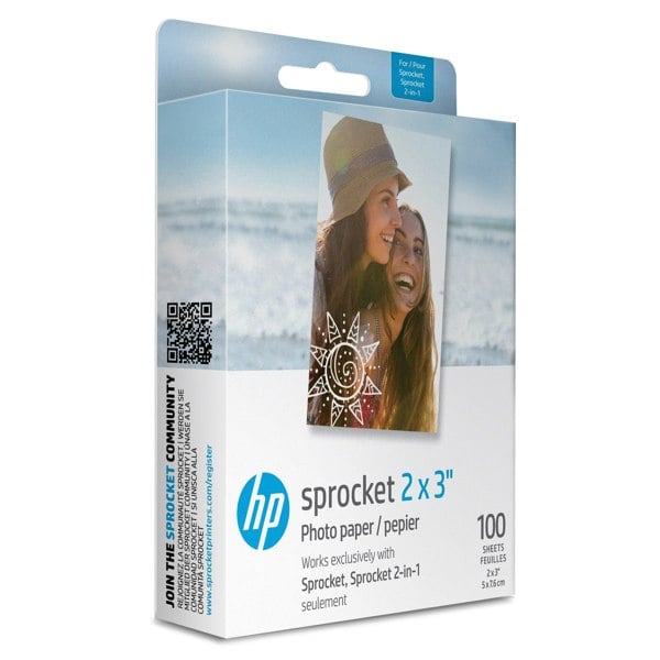 HP | 100 Sheets -HP Sprocket 2"x3" Premium Zink Sticky Back Photo Paper