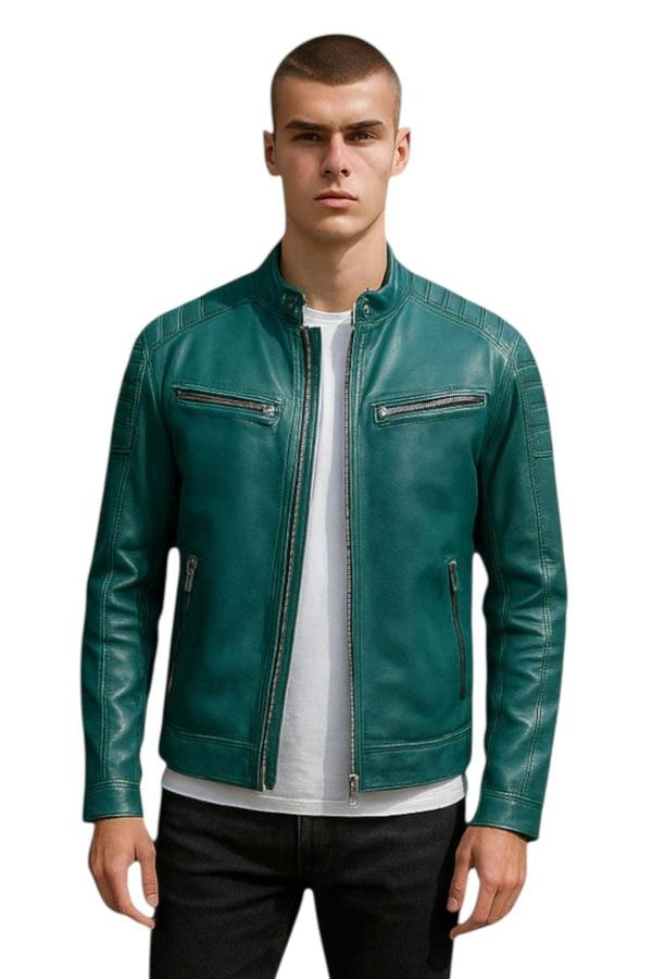 Infinity Leather Men's Modern Classic Leather Quilted Biker Jacket - Derry