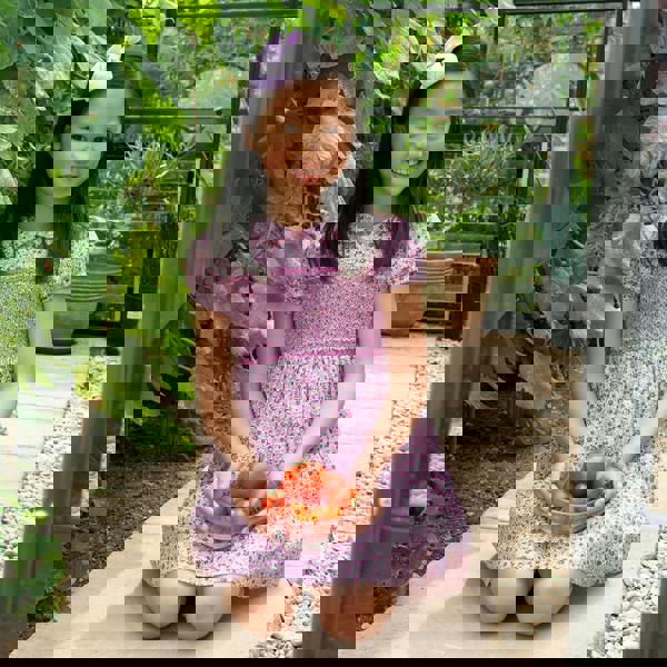 Rachel Riley Purple Ditsy Floral Smocked Dress