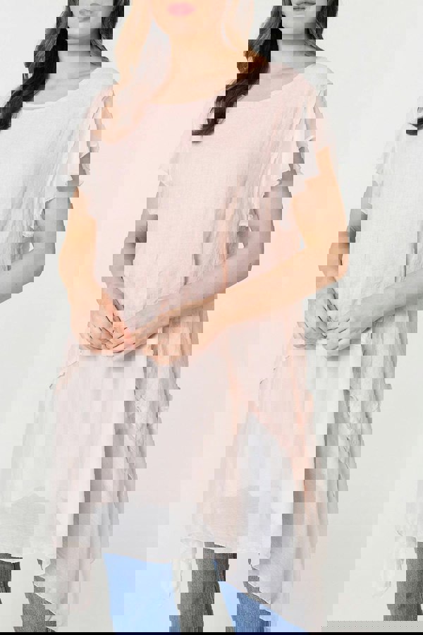 Pink | Cap Sleeve Relaxed Longline Tunic Top
