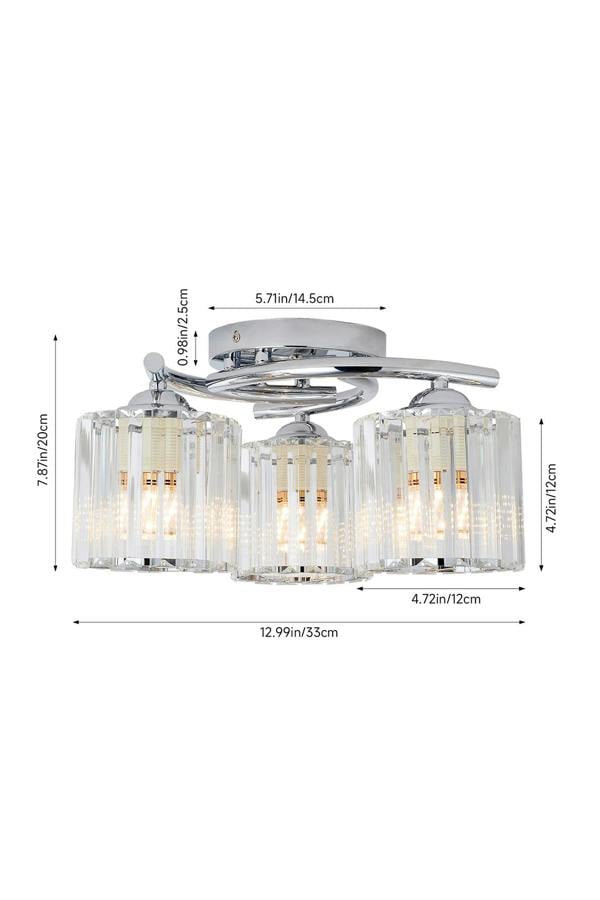 Living and Home 3-Light Ceiling Light with Glass Shade
