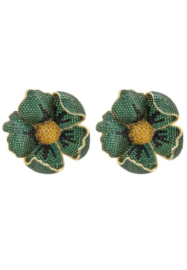 Poppy Emerald Green Earrings Gold - LATELITA Earrings