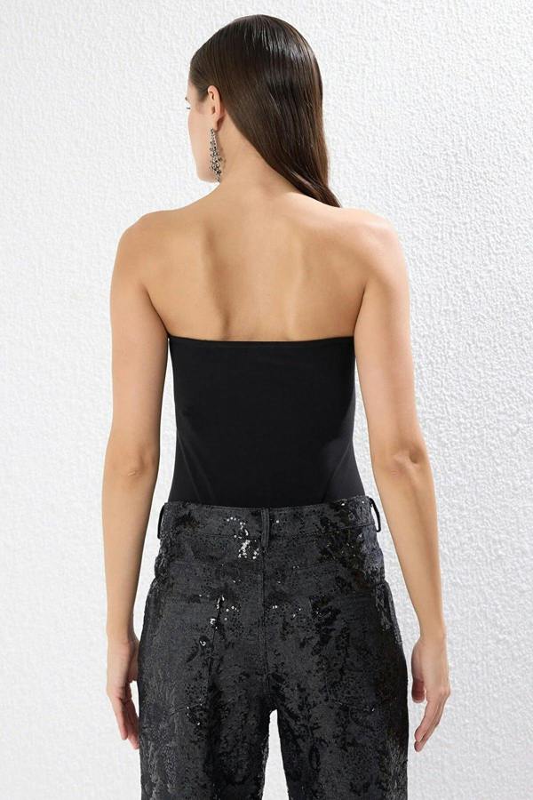 WOVCOR Strapless Bow-Tie Knit Stylish Bodysuit